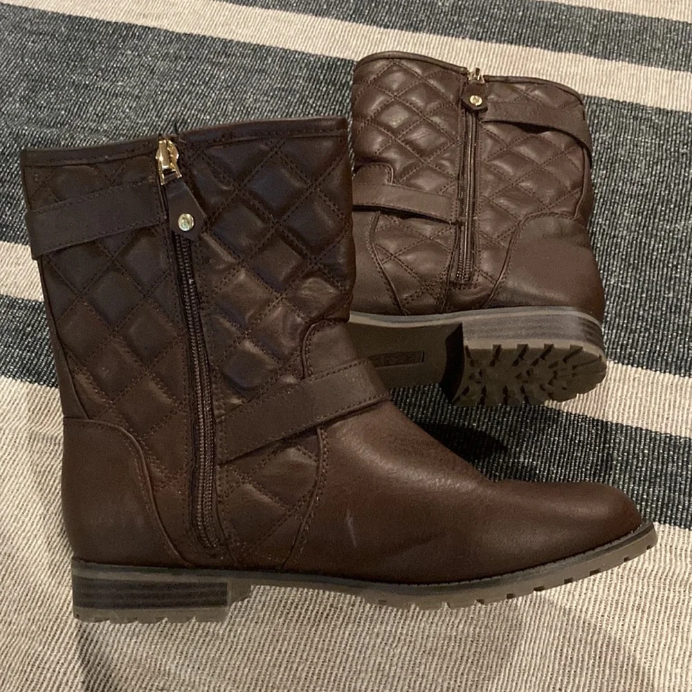 Sporto Faux Brown Leather Boots Thermo Fur lined Hike Tread Shoes